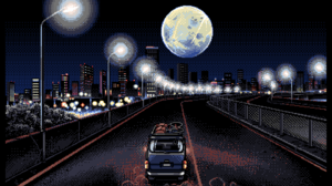 PC 98 Pixel Art Dark Background Cityscape Vehicle Road Digital Art Waku Waku Mahjong Panic 2 Night S 1920x1080 Wallpaper