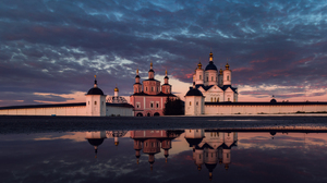 Architecture Building Old Building Church Water Reflection Clouds Monastery Russia Orthodox 2500x1557 Wallpaper