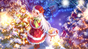 Anime Girls Anime Christmas Clothes Christmas Lights Christmas Tree Lights Santa Hats Christmas Pres 2000x1371 Wallpaper