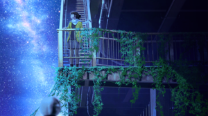 Pixiv Anime Stairs Milky Way Looking Away Nebula Starred Sky Night Portrait Display Anime Girls Sky  921x1303 wallpaper