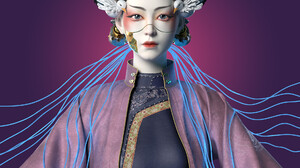 Digital Digital Art Artwork Illustration CGi Women Asian Cyborg Simple Background Fantasy Art Fantas 1920x1920 Wallpaper