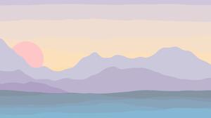 Digital Digital Art Artwork Illustration Sunset Minimalism Nature Colorful Sun Mountains 8192x5461 Wallpaper