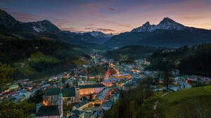 Bavaria Germany Mountain Forest Valley Dusk Twilight Night Light 2700x1800 Wallpaper