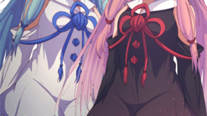 Anime Anime Girls Voiceroid Long Hair Pink Hair Blue Hair Twins Kotonoha Akane Kotonoha Aoi Artwork  1505x2125 Wallpaper