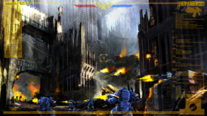 Science Fiction Warhammer 40 000 Warhammer Space Marines Power Armor Bolter Gun Game Concept The Yel 1463x800 Wallpaper