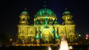 Berlin Cathedral Cathedral Fountain Germany Light Night Religious 2560x1600 Wallpaper