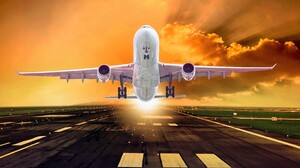 Artistic Airplane Sky Sunset Orange Color Passenger Plane 3165x2046 Wallpaper