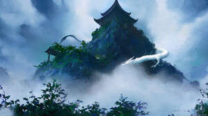 Digital Art Artwork Illustration Painting Landscape Dragon Rock Formation Temple Fantasy Art 3840x2135 Wallpaper
