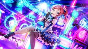 Nishikino Maki Love Live Anime Anime Girls Microphone Dress Shoes Looking At Viewer Stages Stage Lig 3600x1800 wallpaper