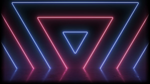 Video Games Triangle Neon Lines Glowing Reflection Blue Red Simple Background Minimalism 1920x1080 Wallpaper