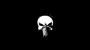 The Punisher Marvel Comics Skull Face Logo Simple Background Minimalism Black Background 9216x5184 Wallpaper