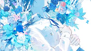 Anime Anime Girls Portrait Display Flowers Schoolgirl School Uniform Hair Covering Eyes Leaves Lying 3853x5101 Wallpaper