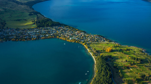 Photography Trey Ratcliff Landscape Cityscape New Zealand Queenstown Water Field Trees 7680x4320 Wallpaper