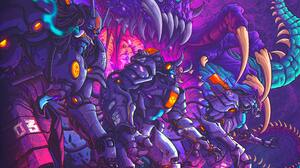 Digital Digital Art Illustration Artwork Cyberpunk Warrior Battle Robots Megan Mushi 5736x3921 Wallpaper