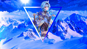 Genshin Impact Eula Genshin Impact Snow Mountains Sky Blue Picture In Picture Anime Girls 1920x1080 wallpaper