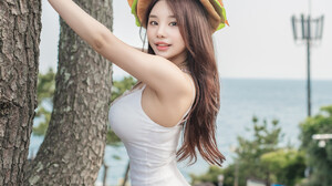 Korean Model Fit Body Women Tight Dress Asian Funny Hats 1280x1920 wallpaper