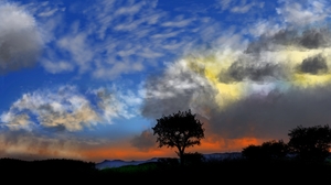 Digital Painting Digital Art Nature Landscape Colorful Twilight Clouds Sky Trees 1920x1080 Wallpaper