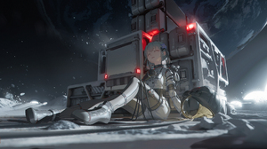 Anime Girls Void 0 Science Fiction The Wandering Earth 2 Closed Eyes Space Tears Crying Helmet 3360x1440 wallpaper
