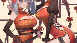 Anime Anime Girls Twins Original Characters Artwork Digital Art Fan Art Chinese Dress 4990x6223 Wallpaper