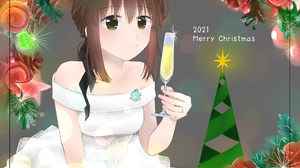 Christmas Anime Anime Girls Kantai Collection Fubuki KanColle Ponytail Brunette Artwork Digital Art  1838x1570 Wallpaper