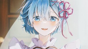 Anime Anime Girls Re Zero Kara Hajimeru Isekai Seikatsu Rem Re Zero Tears Short Hair Blue Hair Blue  1768x1110 Wallpaper