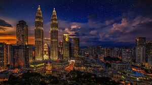 Malaysia Cityscape Night Light Building Skyscraper Petronas Towers 1920x1080 Wallpaper