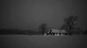 Christmas House Landscape Night Snow 1920x1200 Wallpaper