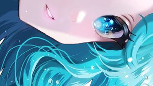 Sailor Moon Cyan Hair Anime Anime Girls Michiru Kaioh Aqua Eyes Long Hair Water Drops Sailor Neptune 1443x2048 Wallpaper