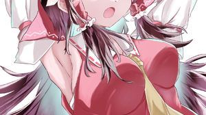 Anime Anime Girls Touhou Hakurei Reimu Long Hair Black Hair Red Bow Solo Artwork Digital Art Fan Art 1722x2435 Wallpaper
