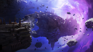Warhammer 40 000 Spaceship Wormhole The Warp Purple Blue White Debris Wreck Video Games 3500x1749 Wallpaper