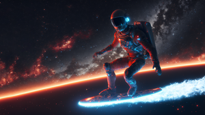 Ai Art Space Astronaut Surfers Simple Background Stars Surfboards 3641x2048 Wallpaper