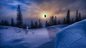 Eclipse Forest Sky Snow Sunset Winter Wolf 1920x1200 Wallpaper