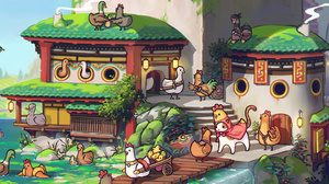 Neytirix Ducks Animals Sword Bridge Chickens Lantern Village 2420x1080 Wallpaper