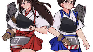 Anime Anime Girls Kantai Collection Akagi KanColle Kaga KanColle Long Hair Side Ponytail Long Sleeve 3492x2893 Wallpaper