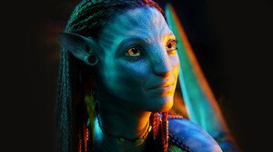 Avatar Neytiri Face Aliens Blue Skin Navi Movie Scenes 1920x1200 Wallpaper