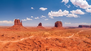 Desert Landscape Monument Valley Nature Panorama Sky Usa 10000x2556 Wallpaper