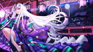 Anime Girls Anime Fate Grand Order Fate Series Long Hair White Hair Yellow Eyes Asian Architecture L 2849x1581 Wallpaper