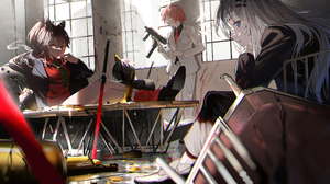 Anime Anime Girls Artwork Weapon Sword Gun Nimbus Arknights Lappland Arknights 2304x1431 Wallpaper