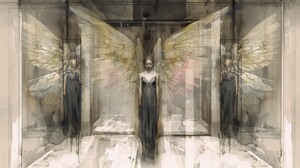 Ai Art Angel Pencil Drawing Watercolor Wings Dress Women 3854x2160 Wallpaper