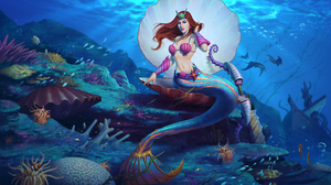 Medusa Smite Mermaid Shell Underwater Woman 1920x1080 Wallpaper
