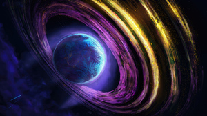 ERA 7 Digital Art Artwork Illustration Space Event Horizon Galaxy Planet Planetary Rings 1920x1080 Wallpaper