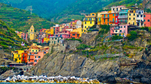 Cinque Terre Italy House Colorful Mountain Village Manarola 4000x3000 Wallpaper