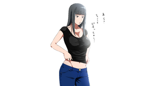 Anime Girls Anime Original Characters Black Hair Bangs T Shirt Jeans Simple Background White Backgro 8711x4900 Wallpaper