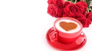 Cup Heart Shaped Rose Red Rose Romantic 3200x2000 Wallpaper