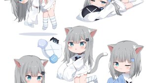 Anime Anime Girls Nacho Neko Cat Girl Cat Ears Cat Tail Virtual Youtuber Chibi Blushing One Eye Clos 1800x1800 Wallpaper