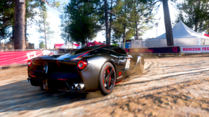 Forza Horizon 5 Video Games Ferrari Rear View CGi Car Trees Race Tracks 1920x1080 Wallpaper