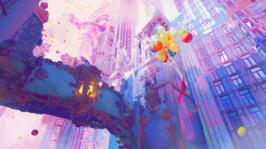 Digital Digital Art Artwork Illustration Digital Painting Abstract Fantasy Art Architecture Balloon  2240x1257 Wallpaper