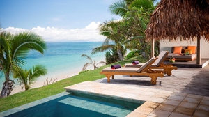 Tropical Ocean Sea Chair Pool Palm Tree Horizon 1966x1310 wallpaper