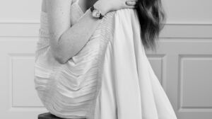 Sadie Sink Women Actress Looking At Viewer Redhead Monochrome White Dress Watch Earring Freckles 3414x4551 Wallpaper