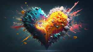 Ai Art Illustration Heart Design Valentines Day Explosion Simple Background Minimalism 3136x1792 Wallpaper